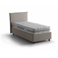 Talamo Italia Lit simple Dbach, Lit coffre avec revêtement en tissu, Ouverture frontale, avec matelas 80x200 cm inclus, Taupe