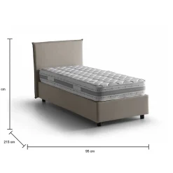 Talamo Italia Lit simple Dbach, Lit coffre avec revêtement en tissu, Ouverture frontale, avec matelas 80x200 cm inclus, Taupe