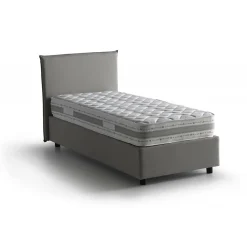 Talamo Italia Lit simple Dbaston, Lit coffre avec revêtement en tissu, Ouverture frontale, avec matelas 90x200 cm inclus, Gris Discount