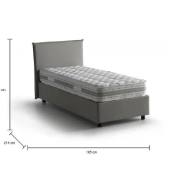 Talamo Italia Lit simple Dbaston, Lit coffre avec revêtement en tissu, Ouverture frontale, avec matelas 90x200 cm inclus, Gris Discount
