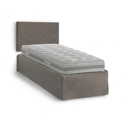 Talamo Italia Lit simple Dbertol, ensemble tête de lit en similcuir avec sommier, matelas inclus, 80x190 cm, gris tourterelle
