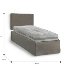 Talamo Italia Lit simple Dbertol, ensemble tête de lit en similcuir avec sommier, matelas inclus, 80x190 cm, gris tourterelle