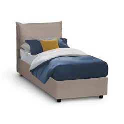 Talamo Italia Lit simple Dbruman, Lit coffre avec revêtement en similcuir, Ouverture frontale, adapté pour matelas 80x200 cm, Taupe Sale