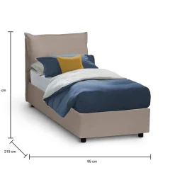 Talamo Italia Lit simple Dbruman, Lit coffre avec revêtement en similcuir, Ouverture frontale, adapté pour matelas 80x200 cm, Taupe Sale