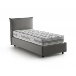 Talamo Italia Lit simple Dbut, Lit coffre avec revêtement en tissu, 100% Made in Italy, Ouverture frontale, avec matelas 80x190 cm inclus, Gris