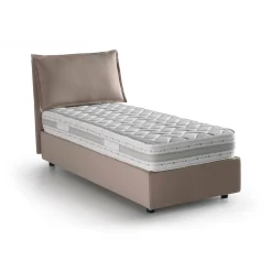 Talamo Italia Lit simple Dloset, Lit coffre avec revêtement en tissu, Ouverture frontale, avec matelas 90x190 cm inclus, Taupe