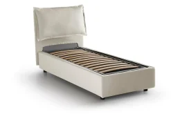 Talamo Italia Lit simple Dloset, Lit coffre avec revêtement en tissu, Ouverture frontale, avec matelas 90x190 cm inclus, Beige Clearance