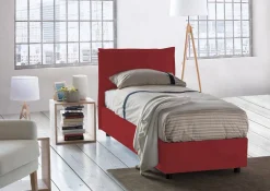 Talamo Italia Lit simple Dpal, Lit coffre avec revêtement en tissu, Ouverture frontale, adapté pour matelas 90x190 cm, Rouge