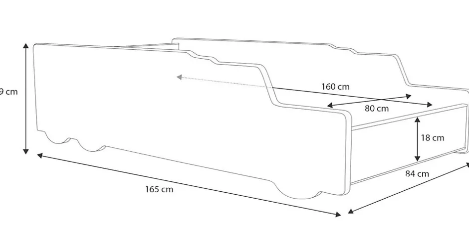Enfant Kobi Lit simple en béton 160x80 avec matelas