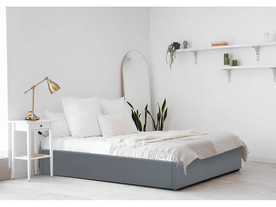 Habitat Et Jardin Lit simple en PVC avec coffre "Ava" 90 x 190 cm Gris Sale