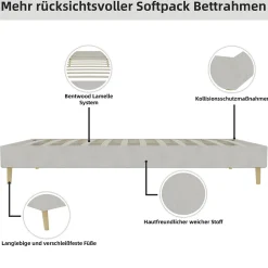 Okwish Lit Simple Enfant 90x200 cm - sans Tête de Lit, Revêtement en Velours et Cadre Bas, Composite et Métal, sans Matelas, Beige