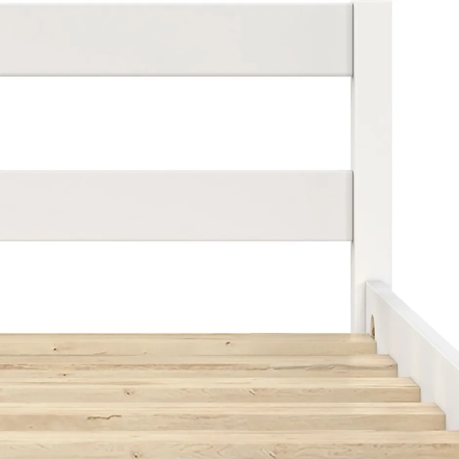IDMarket Lit simple HARPER 90 x 190 cm avec sommier bois blanc Outlet