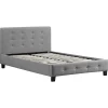 Idimex Lit simple JOLIEN, 120 x 190 cm, capitonné avec sommier, revêtement en tissu gris Sale