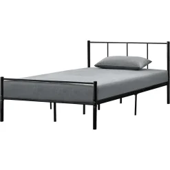 [En.Casa] Lit simple Laos métal avec sommier à lattes 120 x 200 cm noir en.casa