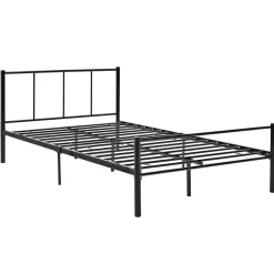 [En.Casa] Lit simple Laos métal avec sommier à lattes 120 x 200 cm noir en.casa