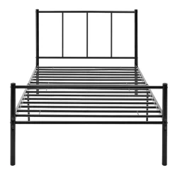 [En.Casa] Lit simple Laos Métal avec Sommier à Lattes 90 x 200 cm Noir en.casa Best
