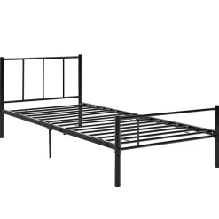 [En.Casa] Lit simple Laos Métal avec Sommier à Lattes 90 x 200 cm Noir en.casa Best
