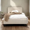 Idimex Lit simple LEVERDA 90 x 190 cm, revêtement en tissu - Blanc Outlet