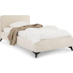 Idimex Lit simple LEVERDA 90 x 190 cm, revêtement en tissu - Blanc Outlet