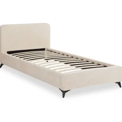 Idimex Lit simple LEVERDA 90 x 190 cm, revêtement en tissu - Blanc Outlet