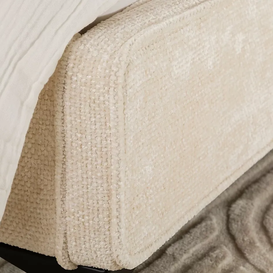 Idimex Lit simple LEVERDA 90 x 190 cm, revêtement en tissu - Blanc Outlet