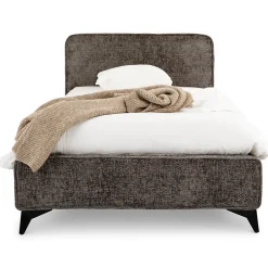 Idimex Lit simple LEVERDA 90 x 190 cm, revêtement en tissu - Gris