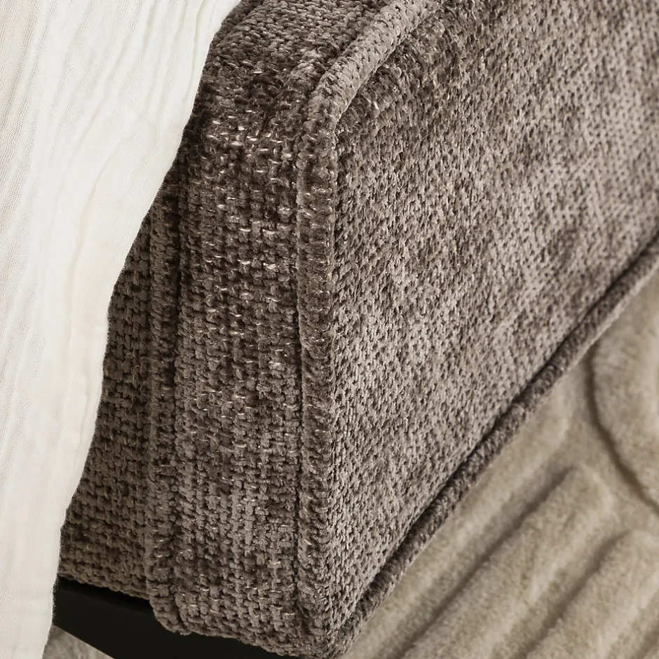 Idimex Lit simple LEVERDA 90 x 190 cm, revêtement en tissu - Gris
