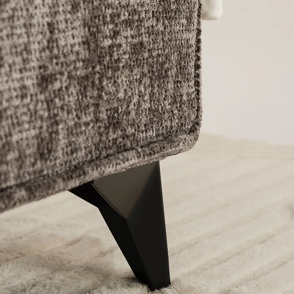 Idimex Lit simple LEVERDA 90 x 190 cm, revêtement en tissu - Gris