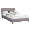 Idimex Lit simple LILLE, 120 x 190 cm, capitonné avec sommier, revêtement en tissu gris