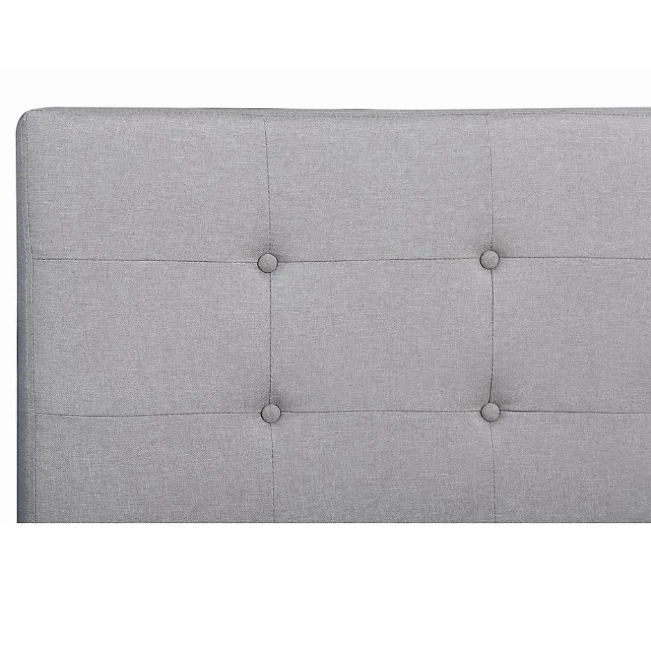 Idimex Lit simple LILLE, 120 x 190 cm, capitonné avec sommier, revêtement en tissu gris