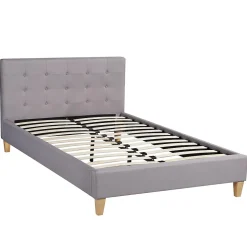 Idimex Lit simple LILLE, 120 x 190 cm, capitonné avec sommier, revêtement en tissu gris