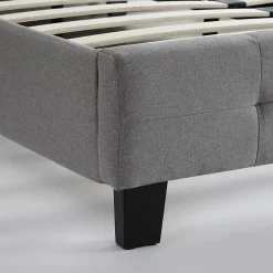 Idimex Lit simple MARLON, 120 x 190 cm, capitonné avec sommier, revêtement en tissu gris Best