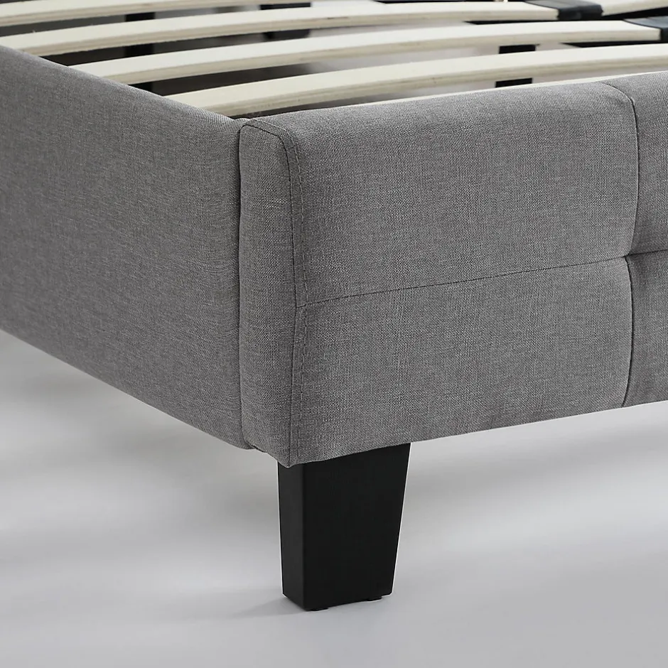 Idimex Lit simple MARLON, 120 x 190 cm, capitonné avec sommier, revêtement en tissu gris Best