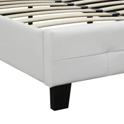 Idimex Lit simple MARLON, 120 x 190 cm, capitonné avec sommier, revêtement synthétique blanc