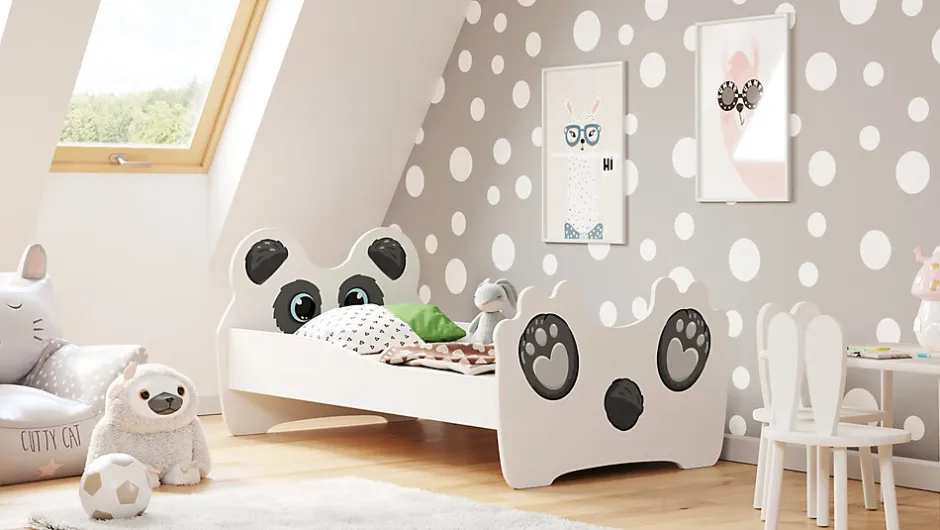 Enfant Kobi Lit simple Panda 140x70 avec matelas