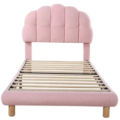 Okwish Lit Simple pour enfant 90 x 200 cm - Lit enfant Capitonné - Non-Tissé - Sans Matelas - Rose