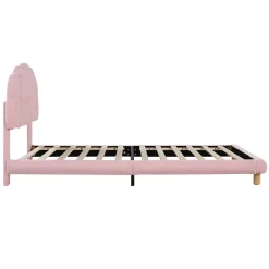 Okwish Lit Simple pour enfant 90 x 200 cm - Lit enfant Capitonné - Non-Tissé - Sans Matelas - Rose