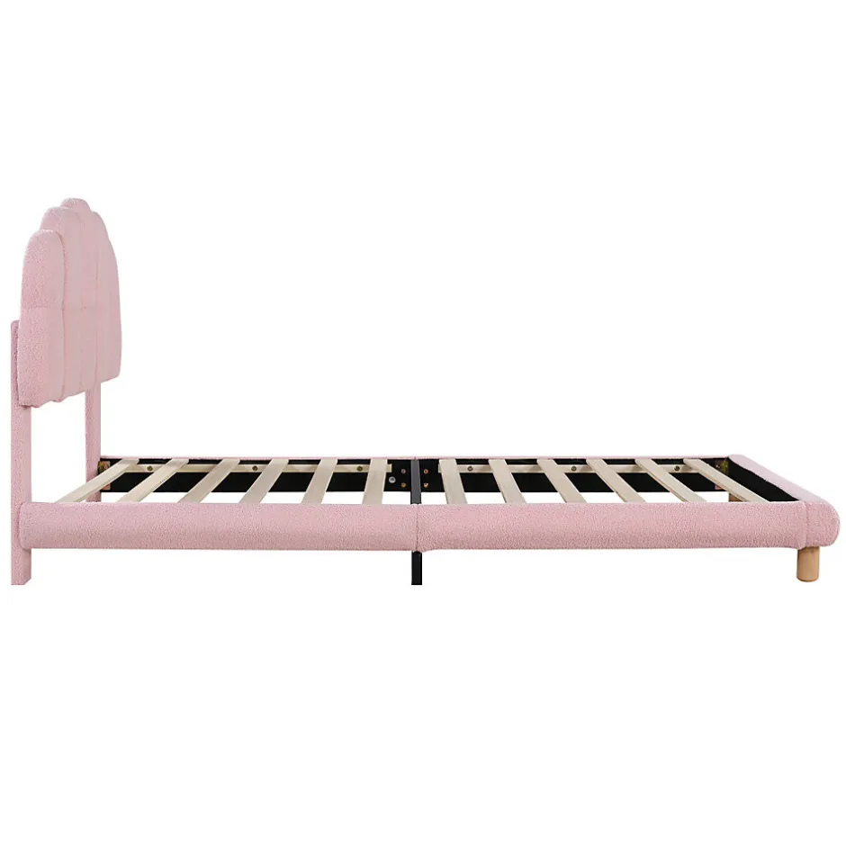 Okwish Lit Simple pour enfant 90 x 200 cm - Lit enfant Capitonné - Non-Tissé - Sans Matelas - Rose
