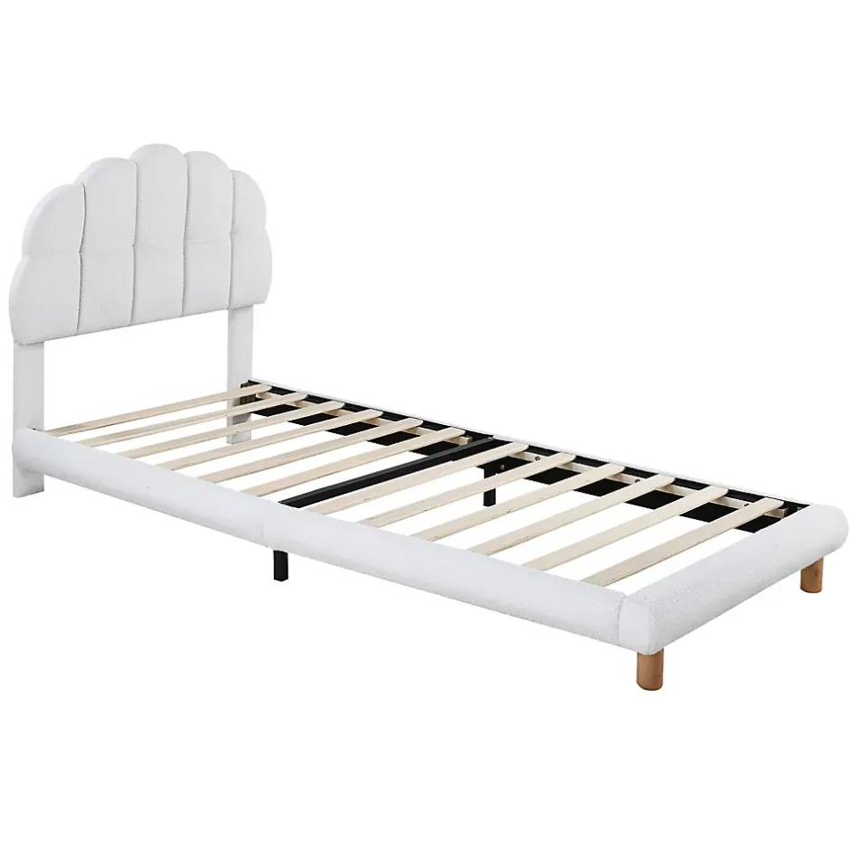 Okwish Lit Simple pour enfant 90 x 200 cm - Lit enfant Capitonné - Non-Tissé - Sans Matelas - Blanc Clearance