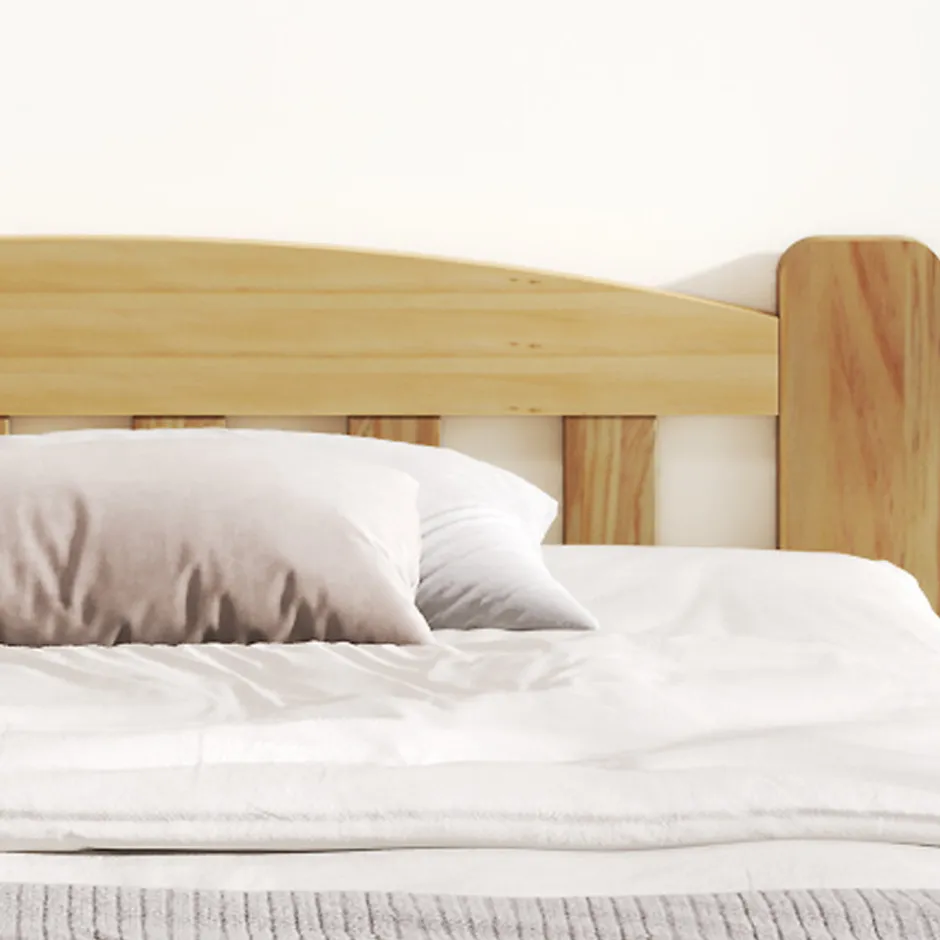 Enfant Okwish Lit simple pour enfant 90x200 cm - Lit classique avec tête de lit et sommier à lattes - Pin - Sans matelas - Naturel