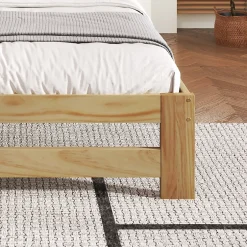 Enfant Okwish Lit simple pour enfant 90x200 cm - Lit classique avec tête de lit et sommier à lattes - Pin - Sans matelas - Naturel