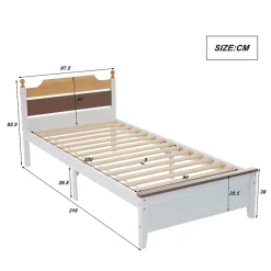 Enfant Okwish Lit simple pour enfant 90x200 cm - Lit avec tête et pied de lit - Pin + MDF - Sans matelas - Blanc