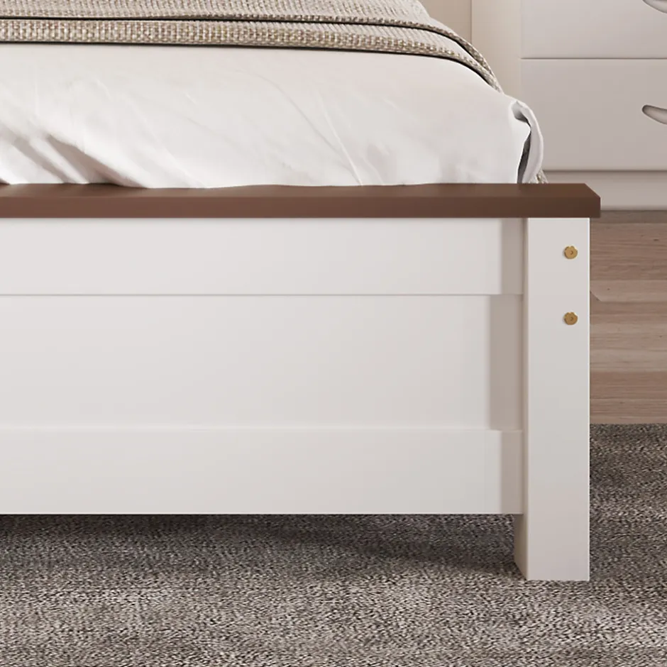 Enfant Okwish Lit simple pour enfant 90x200 cm - Lit avec tête et pied de lit - Pin + MDF - Sans matelas - Blanc
