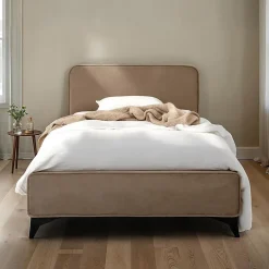Idimex Lit simple RAVELLO 90 x 190 cm, revêtement en tissu - Grège