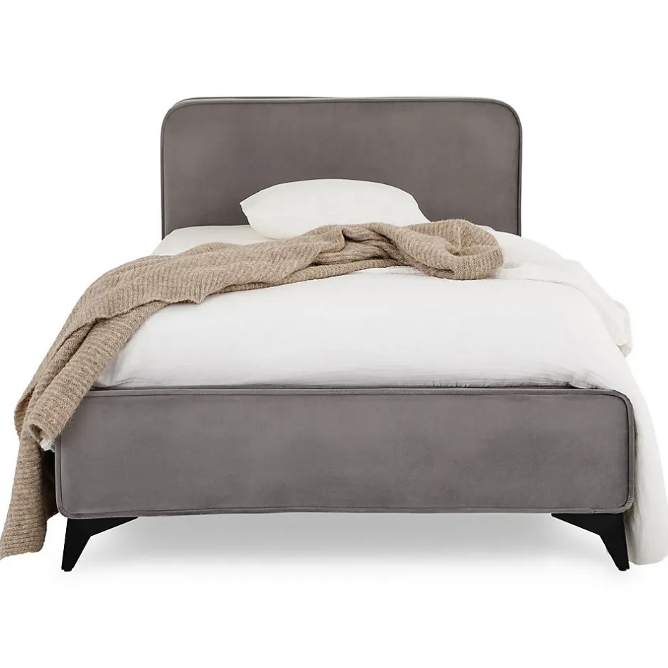 Idimex Lit simple RAVELLO 90 x 190 cm, revêtement en tissu - Gris