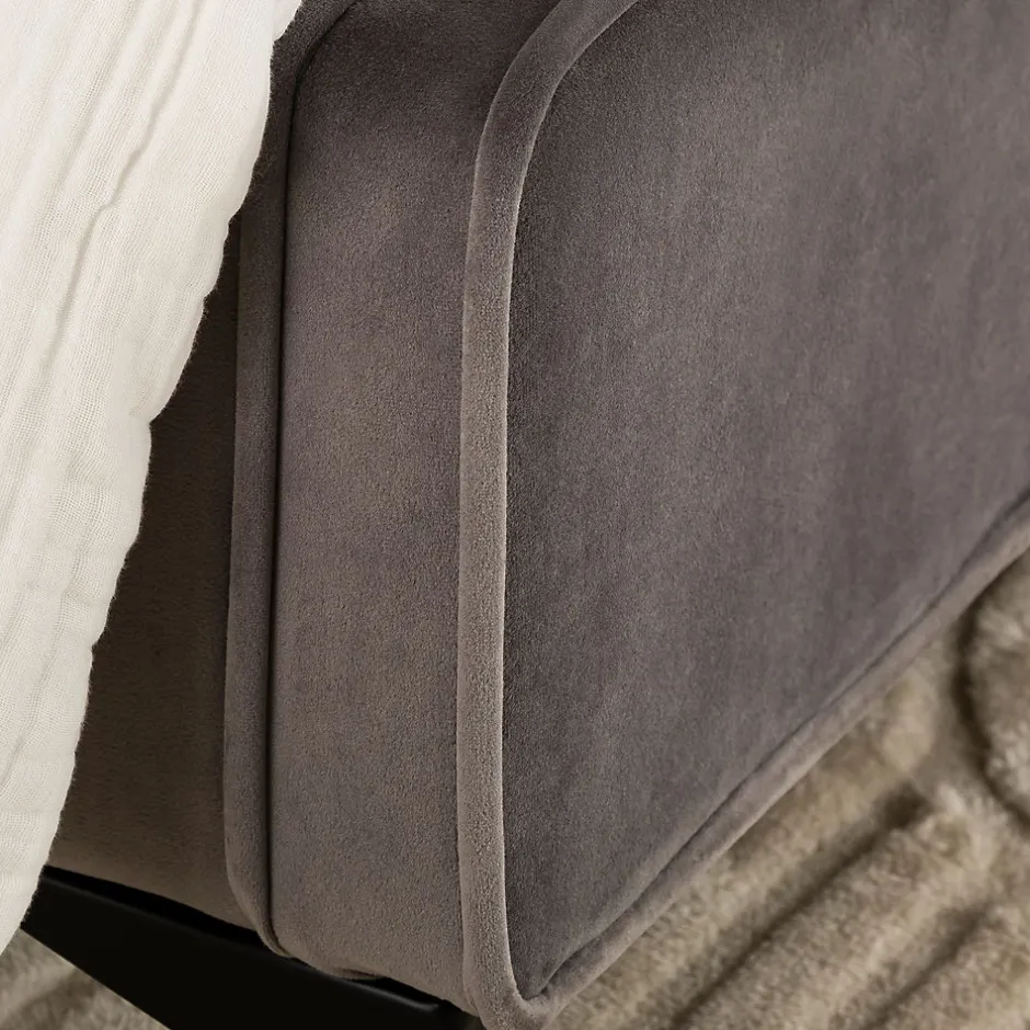 Idimex Lit simple RAVELLO 90 x 190 cm, revêtement en tissu - Gris