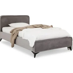 Idimex Lit simple RAVELLO 90 x 190 cm, revêtement en tissu - Gris