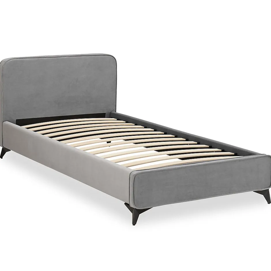 Idimex Lit simple RAVELLO 90 x 190 cm, revêtement en tissu - Gris