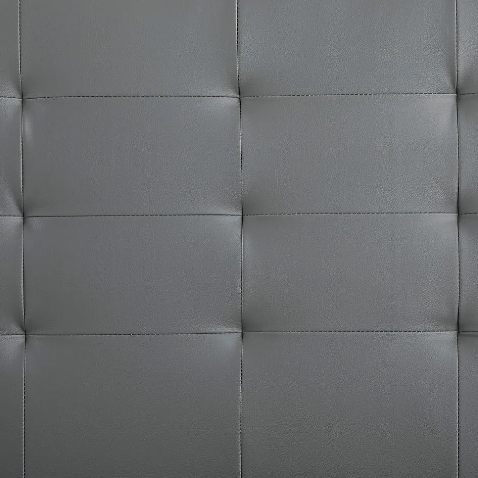 Idimex Lit simple REVE, 90 x 190 cm, capitonné avec sommier, revêtement synthétique gris