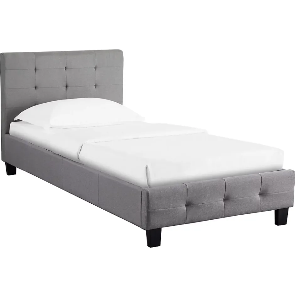 Idimex Lit simple REVE, 90 x 190 cm, capitonné avec sommier, revêtement en tissu gris Sale